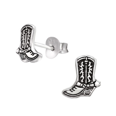 Silver Boots Ear Studs