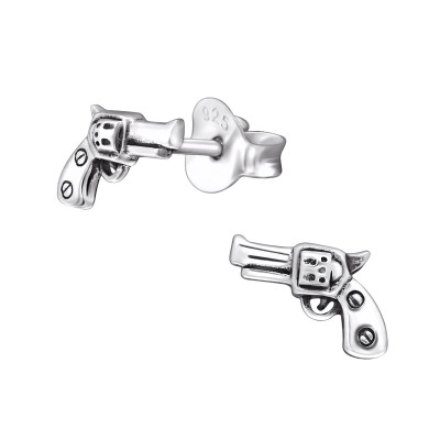 Silver Gun Ear Studs