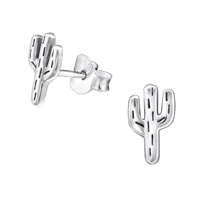 Silver Cactus Ear Studs