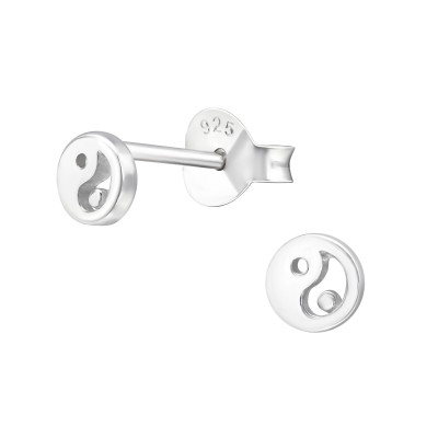 Silver Yin Yang Ear Studs