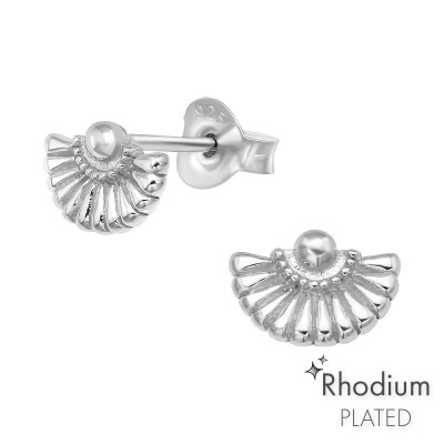 Silver Folding Fan Ear Studs