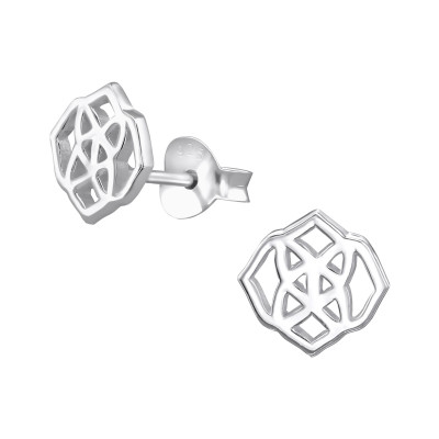 Silver Geometric Ear Studs