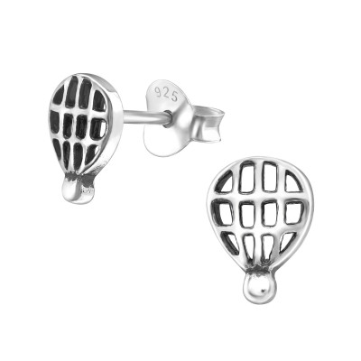 Silver Hot Air Balloon Ear Studs