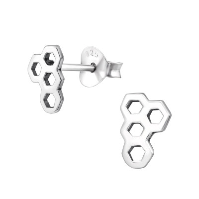 Silver Geometric Ear Studs