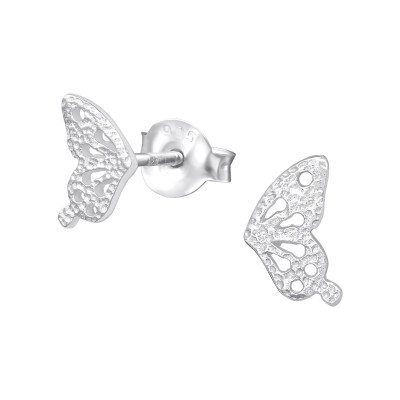 Silver Butterfly Ear Studs