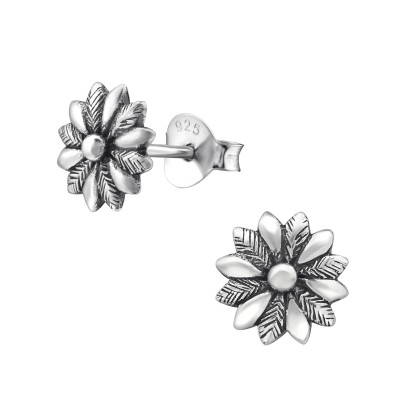 Silver Flower Ear Studs