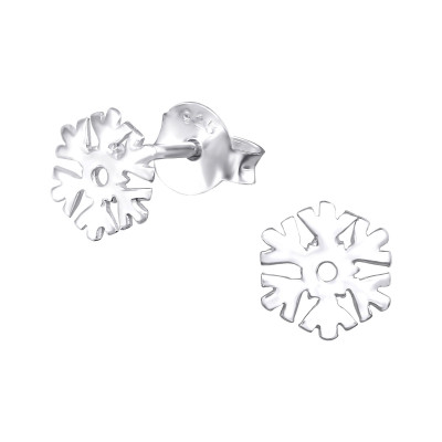 Silver Snowflake Ear Studs