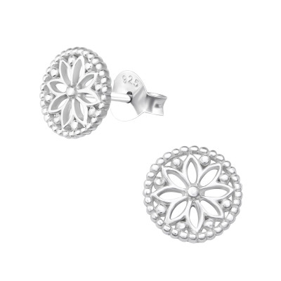 Silver Flower Ear Studs