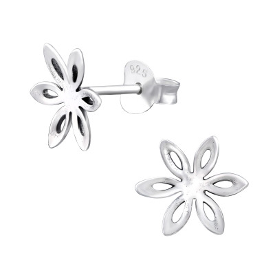 Silver Flower Ear Studs