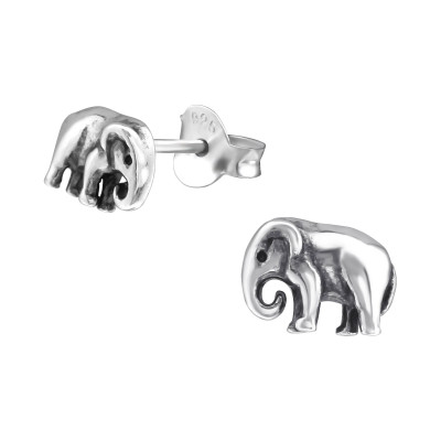 Silver Elephant Ear Studs