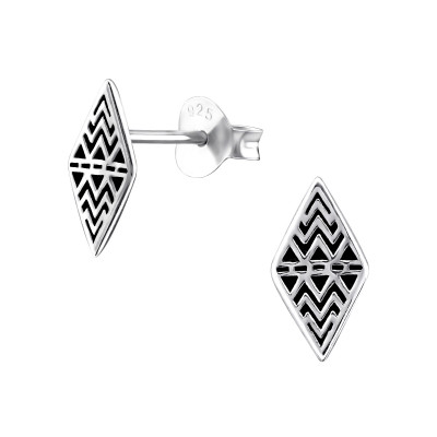 Silver Geometric Ear Studs