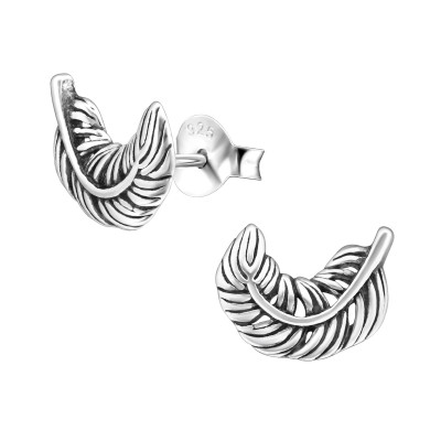 Silver Feather Ear Studs
