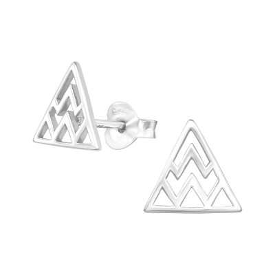 Silver Triangle Ear Studs