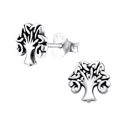 Silver Celtic Tree Of Life Ear Studs