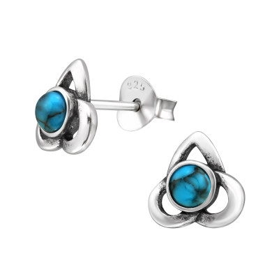 Celtic Sterling Silver Ear Studs with Shell/Imitation Stone