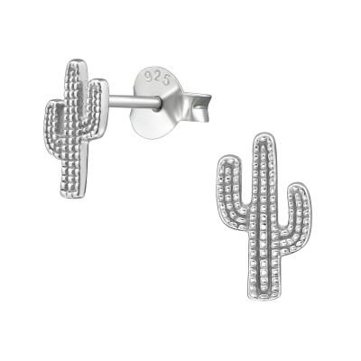 Cactus Sterling Silver Ear Studs