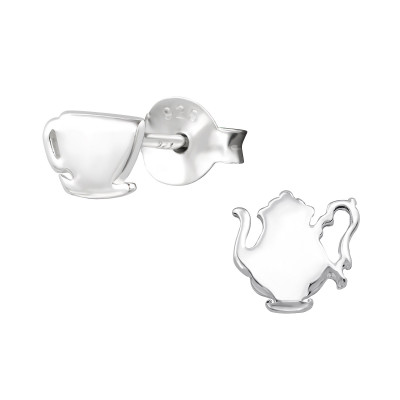 Silver Tea Pot Ear Studs