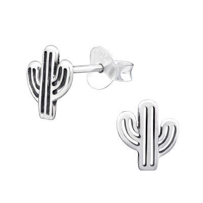 Silver Cactus Ear Studs