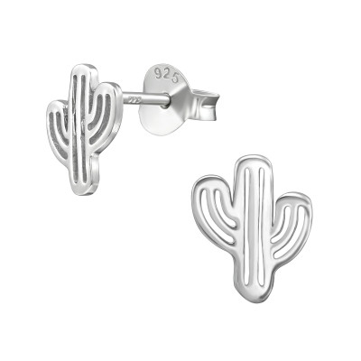 Silver Cactus Ear Studs