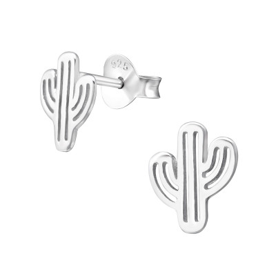 Silver Cactus Ear Studs