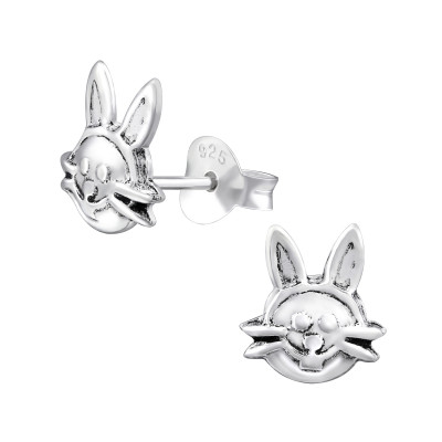 Silver Rabbit Ear Studs