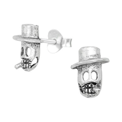 Silver Skull Ear Studs