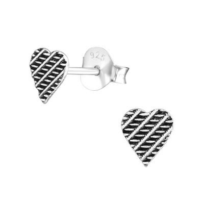 Heart Sterling Silver Ear Studs