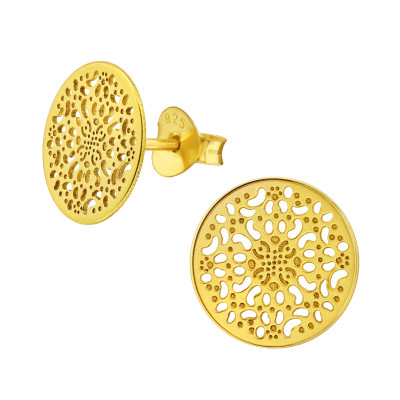 Silver Laser Cut Filigree Ear Studs