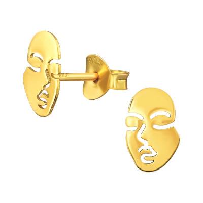 Silver Laser Cut Face Ear Studs