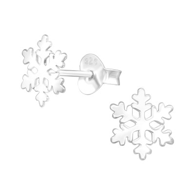 Silver Laser Cut Snowflake Ear Studs