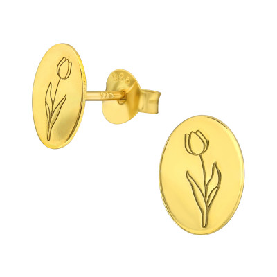 Silver Laser Cut Tulip Ear Studs