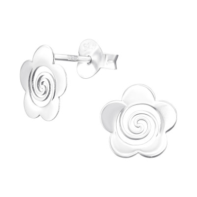 Silver Laser Cut Flower Ear Studs