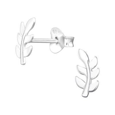 Silver Laser Cut Leaf Ear Studs