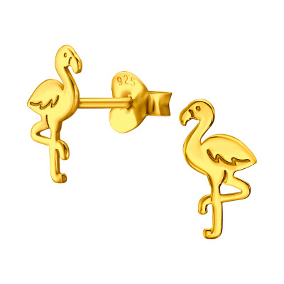 Laser Cut Flamingo Sterling Silver Ear Studs