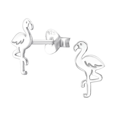 Laser Cut Flamingo Sterling Silver Ear Studs