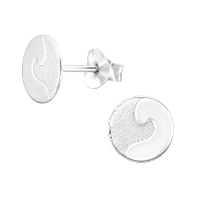 Silver Laser Cut Wave Ear Studs