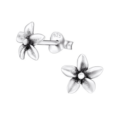 Silver Flower Ear Studs