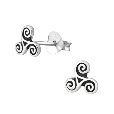 Silver Triskelion Ear Studs