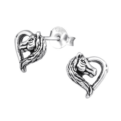 Silver Horse Lover Ear Studs