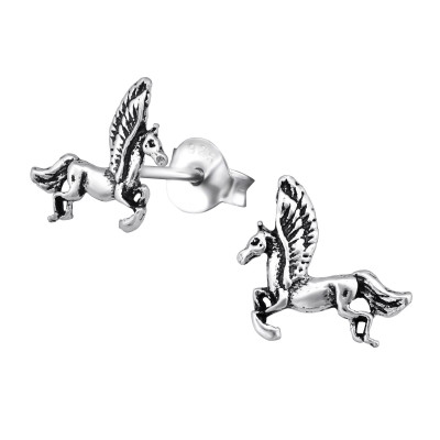 Silver Pegasus Ear Studs