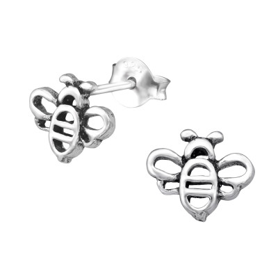 Silver Bee Ear Studs