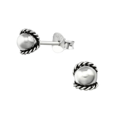 Ball Sterling Silver Ear Studs