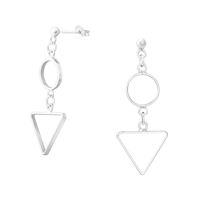 Silver Geometric Ear Studs