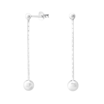 Silver Silver Ear Studs with Hanging Ball Ear Studs