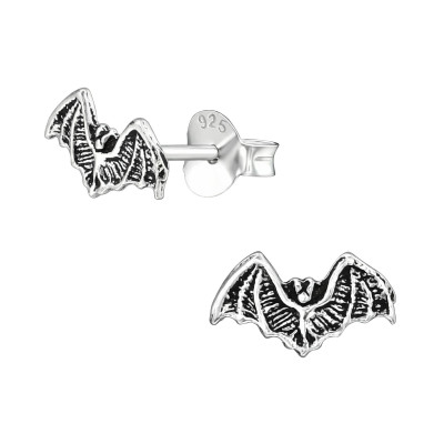 Silver Bat Ear Studs