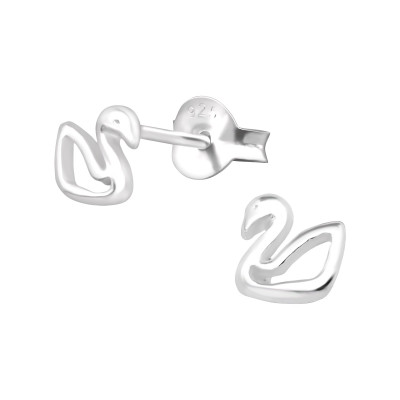 Silver Swan Ear Studs