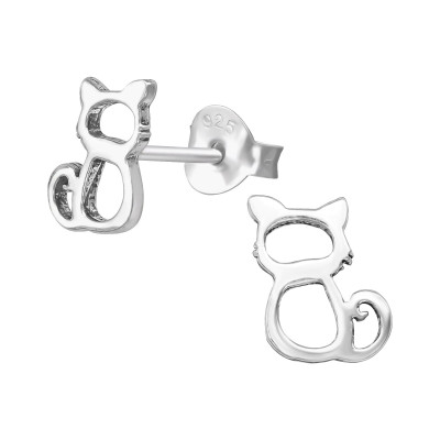 Silver Cat Ear Studs