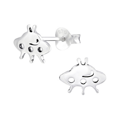 Silver Ufo Ear Studs