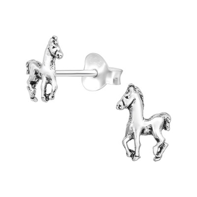 Silver Horse Ear Studs