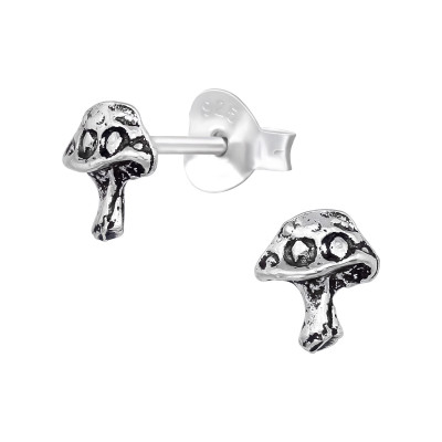 Silver Mushroom Ear Studs